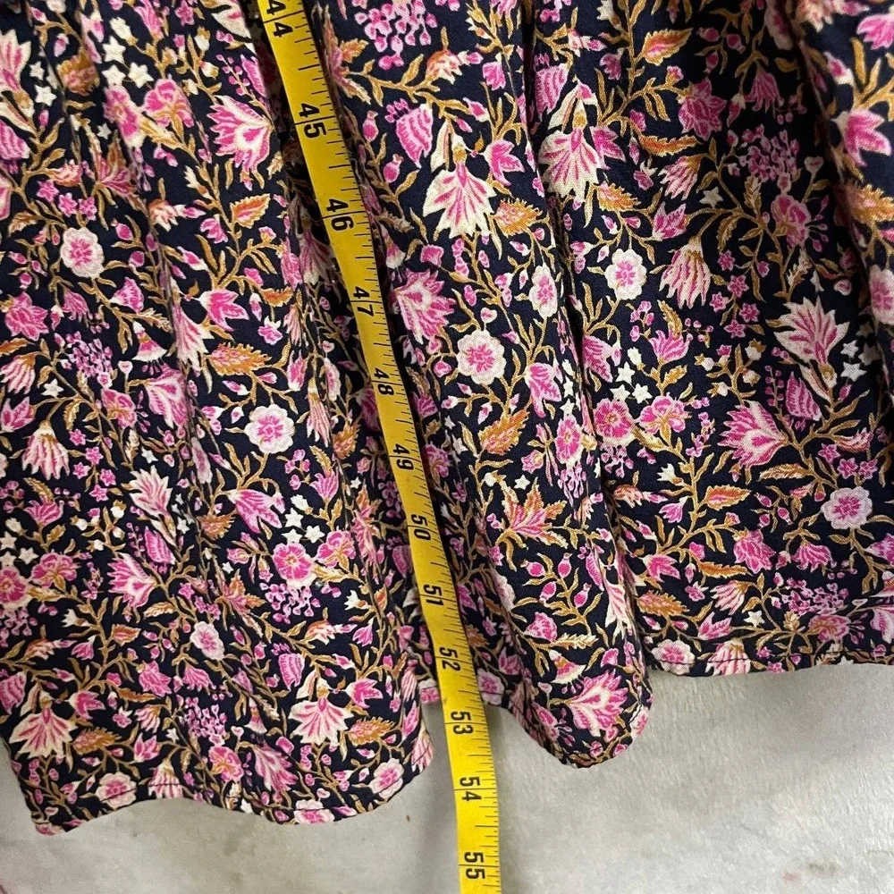 Floral Smocked Tiered Maxi Dress XL Cotton Rayon Cap Sleeve Ruffle Peasant